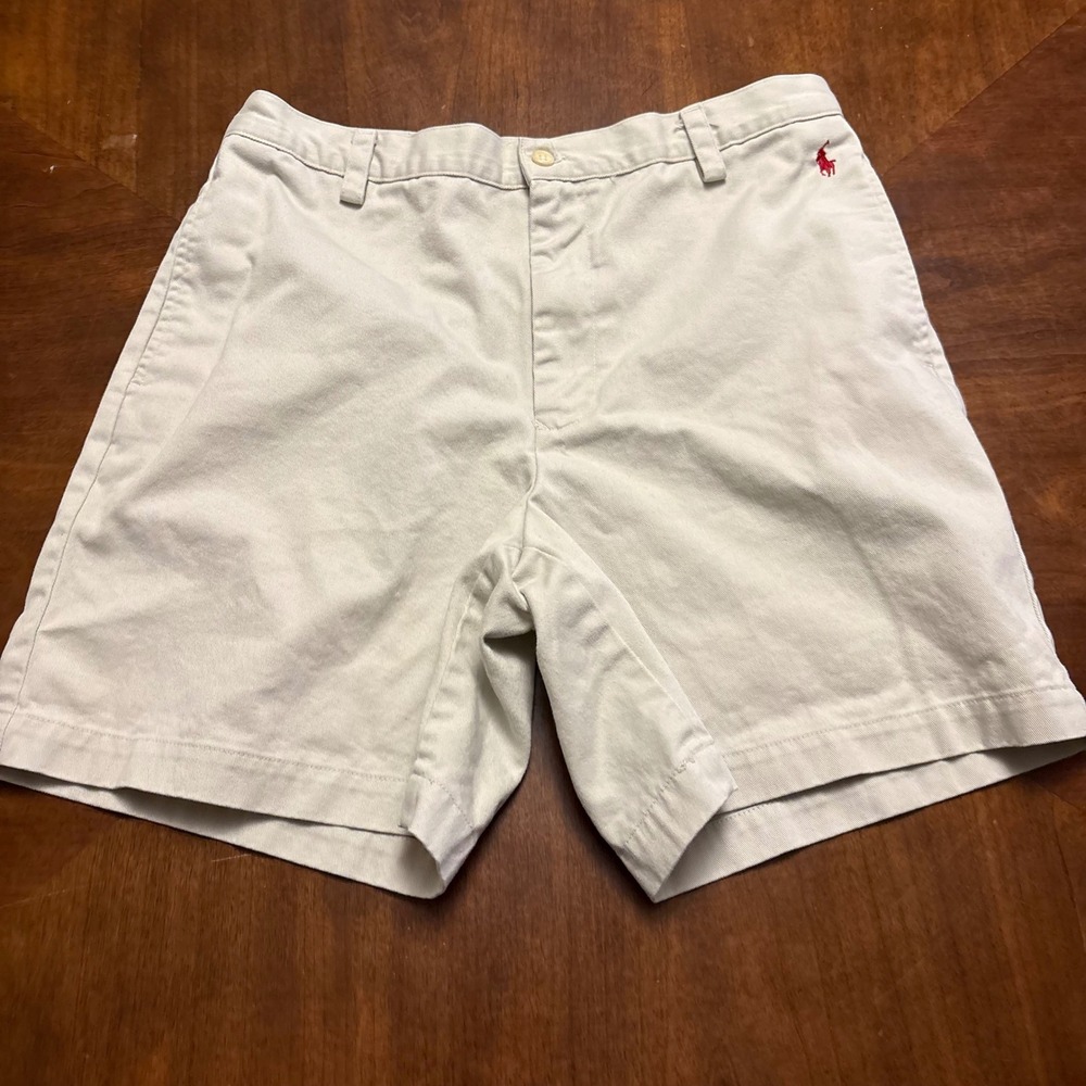 Ralph Lauren Sport Chino Shorts Mens 8 Beige Cotton Twill Red Pony Logo